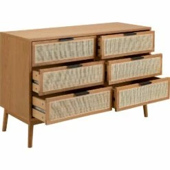 CALLISTA - Commode 6 Tiroirs En Bois Et Cannage - Bois Clair -chambre à coucher Soldes Commode CALLISTA 27471029 B 2