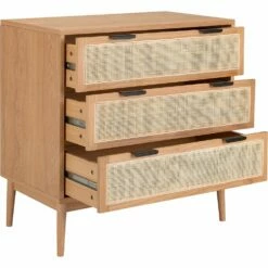 CALLISTA - Commode 3 Tiroirs En Bois Et Cannage - Bois Clair -chambre à coucher Soldes Commode CALLISTA 27488300 B 1