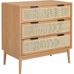 CALLISTA - Commode 3 Tiroirs En Bois Et Cannage - Bois Clair -chambre à coucher Soldes Commode CALLISTA 27488300 B 2