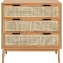 CALLISTA - Commode 3 Tiroirs En Bois Et Cannage - Bois Clair -chambre à coucher Soldes Commode CALLISTA 27488300 F 1