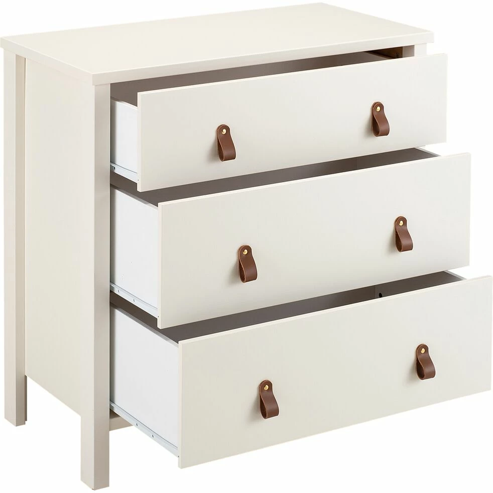 DAURIAN - Commode 3 Tiroirs En Bois - Blanc 6 DAURIAN - Commode 3 Tiroirs En Bois - Blanc – Image 4