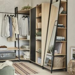 HENRY - Commode 3 Tiroirs Avec Tablette - Noir H221xL90cm -chambre à coucher Soldes Commode HENRY 27018927 A 1