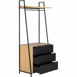 HENRY - Commode 3 Tiroirs Avec Tablette - Noir H221xL90cm -chambre à coucher Soldes Commode HENRY 27018927 B 1
