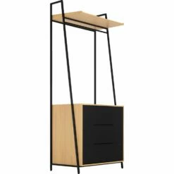 HENRY - Commode 3 Tiroirs Avec Tablette - Noir H221xL90cm -chambre à coucher Soldes Commode HENRY 27018927 B 2