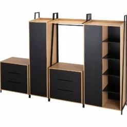 HENRY - Commode 3 Tiroirs Avec Tablette - Noir H221xL90cm -chambre à coucher Soldes Commode HENRY 27018927 G 1