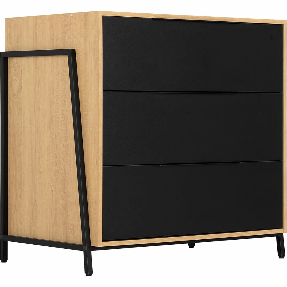 HENRY - Commode 3 Tiroirs - Noir H87,2XL90cm 5 HENRY - Commode 3 Tiroirs - Noir H87,2XL90cm – Image 3