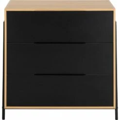 HENRY - Commode 3 Tiroirs - Noir H87,2XL90cm