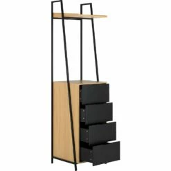 HENRY - Commode 4 Tiroirs Et 1 Tablette - Noir H221XL55cm -chambre à coucher Soldes Commode HENRY 27022900 B 1