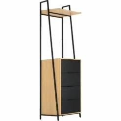 HENRY - Commode 4 Tiroirs Et 1 Tablette - Noir H221XL55cm -chambre à coucher Soldes Commode HENRY 27022900 B 2