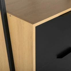 HENRY - Commode 4 Tiroirs Et 1 Tablette - Noir H221XL55cm -chambre à coucher Soldes Commode HENRY 27022900 Z 1