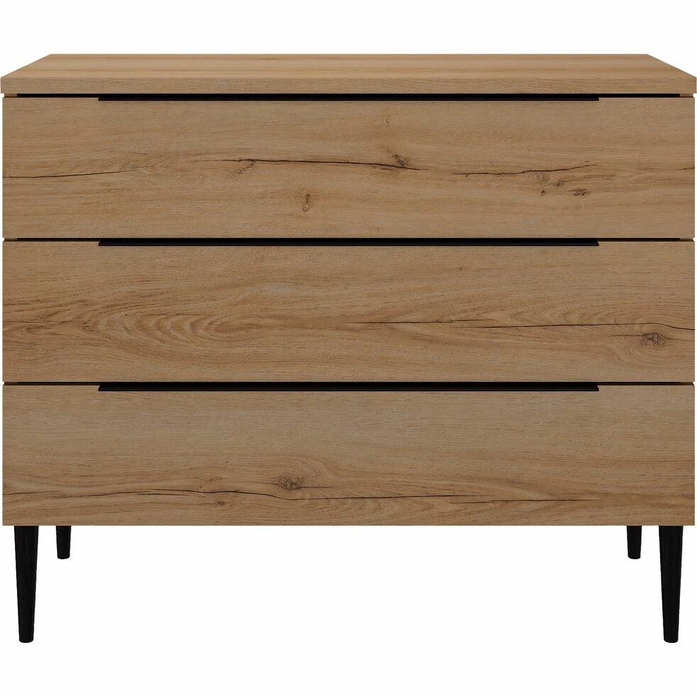 LUCIAN - Commode 3 Tiroirs En Bois - Bois Clair 3 LUCIAN - Commode 3 Tiroirs En Bois - Bois Clair