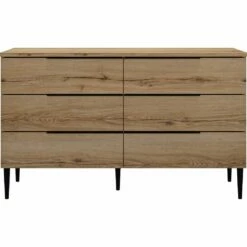 LUCIAN - Commode 6 Tiroirs En Bois - Bois Clair