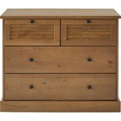 OLIVE - Commode 4 Tiroirs En Pin - Bois Foncé 9 OLIVE - Commode 4 Tiroirs En Pin - Bois Foncé -chambre à coucher Soldes Commode OLIVE 27594506 F 1