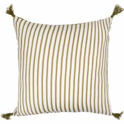 BOLERO - Coussin Rayé En Double Gaze De Coton 45x45cm - Vert