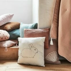 SONGE - Coussin Carré Brodé Coquillage 40x40cm - Rose -chambre à coucher Soldes Coussin SONGE 27136560 A 1