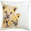 FAMILLE LION - Coussin Motif Lions En Coton 45x45cm - Jaune -chambre à coucher Soldes Coussin imprime FAMILLE LION 27552087 F 1