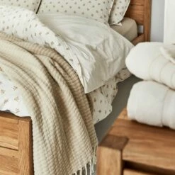 KHANTA - Couvre-lit En Coton Frangé - Beige 230x250cm -chambre à coucher Soldes Couvre lit KHANTA 27428023 A 1