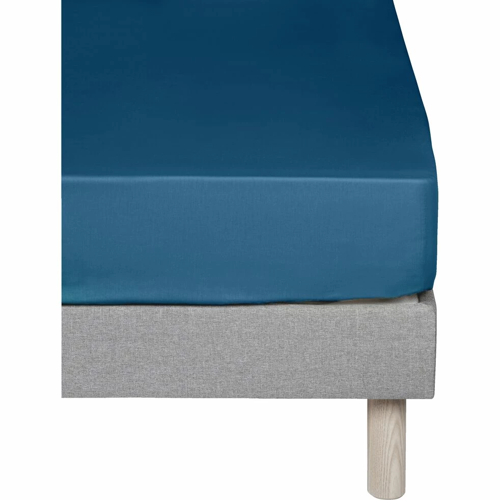 CALANQUES - Drap Housse En Coton - Bleu Figuerolles 160x200cm B25cm 3 CALANQUES - Drap Housse En Coton - Bleu Figuerolles 160x200cm B25cm