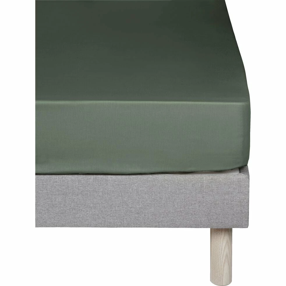 CALANQUES - Drap Housse En Coton - Vert Cèdre 140x200cm B25cm 3 CALANQUES - Drap Housse En Coton - Vert Cèdre 140x200cm B25cm