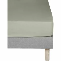 CALANQUES - Drap Housse En Coton - Vert Olivier 140x200cm B25cm