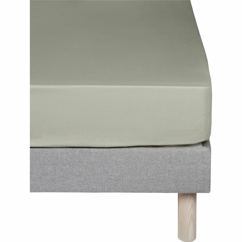 CALANQUES - Drap Housse En Coton - Vert Olivier 140x200cm B25cm 3 CALANQUES - Drap Housse En Coton - Vert Olivier 140x200cm B25cm