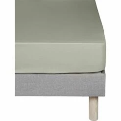 CALANQUES - Drap Housse En Coton - Vert Olivier 140x200cm B30cm