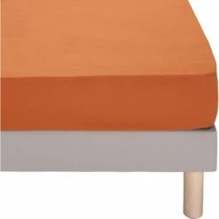 VENCE - Drap Housse En Lin Lavé - Marron Rustrel 140x200cm B28cm