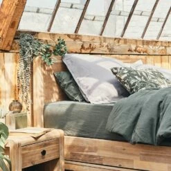 VENCE - Drap Housse En Lin Lavé - Vert Cèdre 180x200cm B28cm 9 VENCE - Drap Housse En Lin Lavé - Vert Cèdre 180x200cm B28cm -chambre à coucher Soldes DRAP HOUSSE VENCE 27363874 A 1