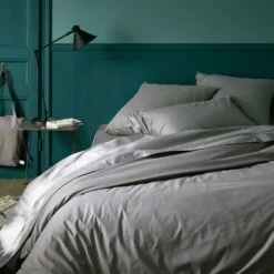 CALANQUES - Drap Plat En Coton - Gris Restanque 180x300cm -chambre à coucher Soldes DRAP PLAT CALANQUES 26438825 A 1