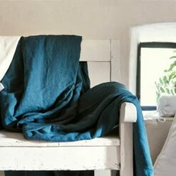 VENCE - Linge De Lit Uni En Lin Lavé - Bleu Figuerolles -chambre à coucher Soldes DRAP PLAT VENCE 27363416 A 1