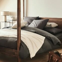 CALANQUES - Linge De Lit Uni En Coton - Gris Ardoise 15 CALANQUES - Linge De Lit Uni En Coton - Gris Ardoise -chambre à coucher Soldes Drap housse CALANQUES 27360347 A 1