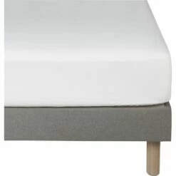 VENCE - Drap Housse En Lin Lavé - Blanc Capelan 160x200cm B28cm