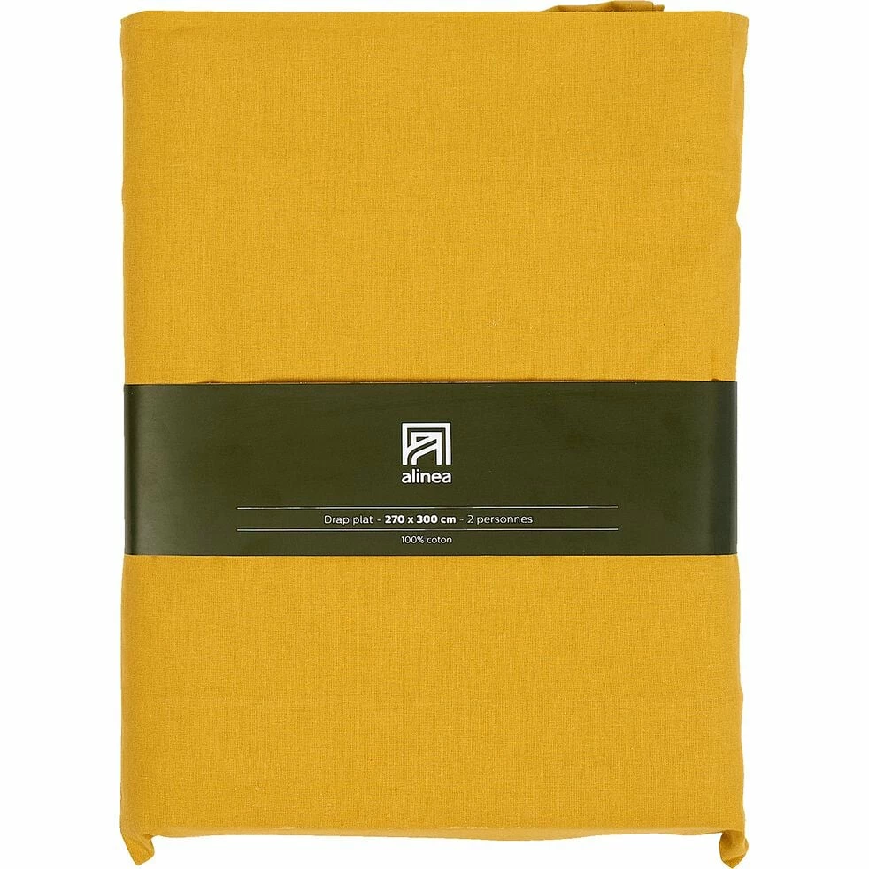 CALANQUES - Drap Plat En Coton - Jaune Genet 270x300cm 4 CALANQUES - Drap Plat En Coton - Jaune Genet 270x300cm – Image 2