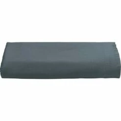 SATINE - Drap Plat En Satin Lavé 270x300cm - Bleu Orage