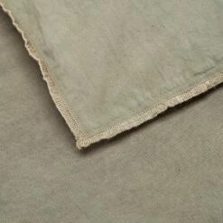 ELINA - Édredon En Lin Et Coton Piquage Pompons - Vert Olivier 100x180cm -chambre à coucher Soldes EDREDON ELINA 27276860 Z 1