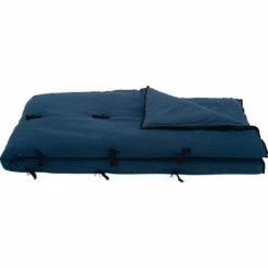 ELINA - Édredon En Lin Et Coton Piquage Pompons - Bleu Figuerolles 100x180cm