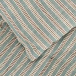 VERGA - Édredon à Rayures En Coton - Bleu 100x180cm -chambre à coucher Soldes EDREDON VERGA 27353288 Z 2