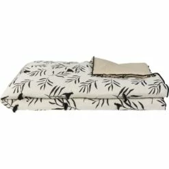 ALOYSE - Édredon En Lin Et Coton Motif Aloyse - Blanc Et Noir 100x180cm