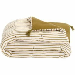 BOLERO - Édredon En Gaze De Coton Motif Rayures 65x120cm - Vert