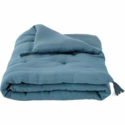 BOLERO - Édredon En Double Gaze De Coton 65x120cm - Bleu Autan