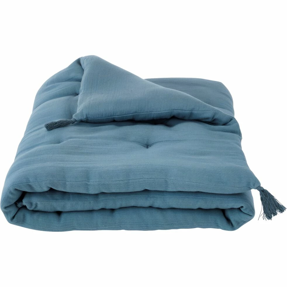 BOLERO - Édredon En Double Gaze De Coton 65x120cm - Bleu Autan 3 BOLERO - Édredon En Double Gaze De Coton 65x120cm - Bleu Autan