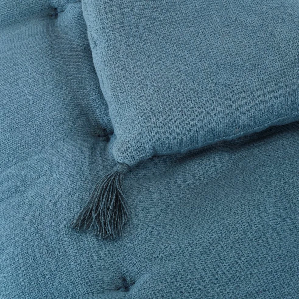 BOLERO - Édredon En Double Gaze De Coton 65x120cm - Bleu Autan 4 BOLERO - Édredon En Double Gaze De Coton 65x120cm - Bleu Autan – Image 2