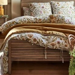 ELINA - Édredon En Lin Et Coton Piquage Pompons Double Faces - Jaune Alep 100x180cm -chambre à coucher Soldes Edredon ELINA 27333693 A 1