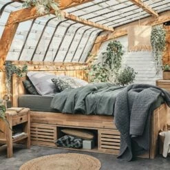 GAIA - Niches De Rangement En Acacia Massif Pour Lit Gaia - Bois Clair -chambre à coucher Soldes GAIA 25883008 A 1