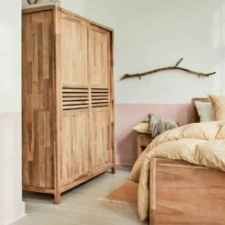 GAIA - Armoire 2 Portes Coulissantes En Acacia Massif - H203cm -chambre à coucher Soldes GAIA Armoire 2 portes GAIA 26126104 A 1