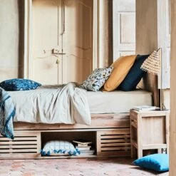 GAIA - Table De Chevet En Acacia 1 Tiroir L42xl35xH56cm - Bois Clair -chambre à coucher Soldes GAIA CHEVET 1T GAIA 25882940 A 1 1