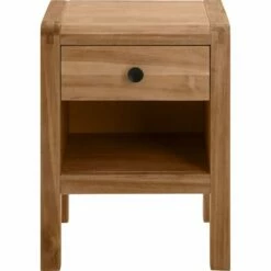 GAIA - Table De Chevet En Acacia 1 Tiroir L42xl35xH56cm - Bois Clair