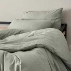 CALANQUES - Housse De Couette En Coton - Vert Olivier 140x200cm 7 CALANQUES - Housse De Couette En Coton - Vert Olivier 140x200cm -chambre à coucher Soldes HOUSSE DE COUETTE CALANQUES 27360446 A 1