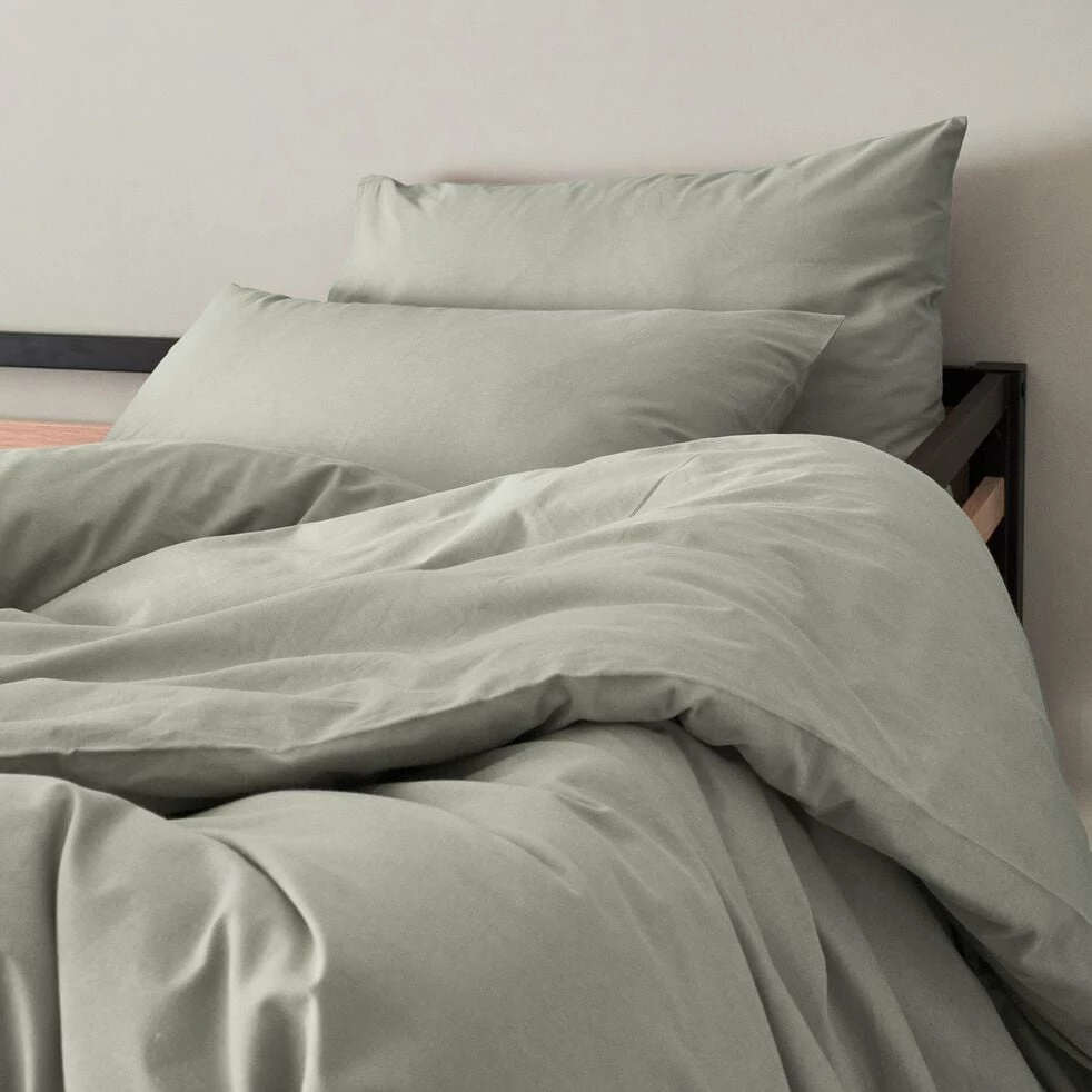 CALANQUES - Housse De Couette En Coton - Vert Olivier 140x200cm 5 CALANQUES - Housse De Couette En Coton - Vert Olivier 140x200cm – Image 3