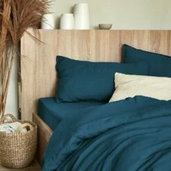 VENCE - Housse De Couette En Lin Lavé - Bleu Figuerolles 240x220cm -chambre à coucher Soldes HOUSSE DE COUETTE VENCE 27363058 A 1